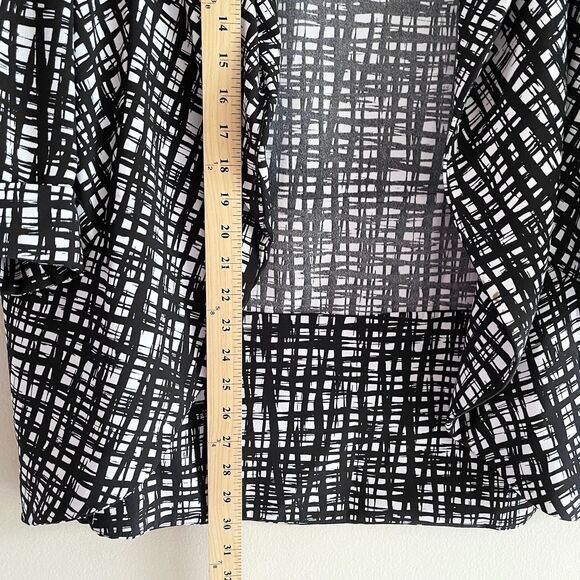Calvin Klein Blazer Jacket Size 14 Women Open Front Black White Check 3/4 Sleeve - Picture 7 of 10